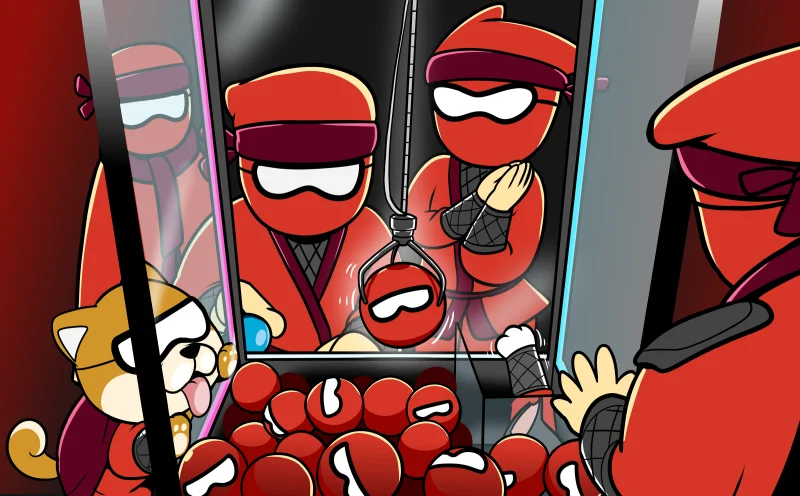 Free Stuff! Team Binjy playing a claw machine for binja stress balls >