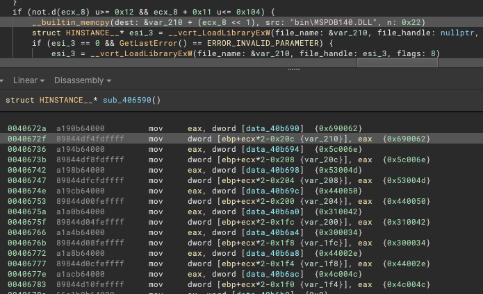 Many small data loads are now decompiled into one big string load