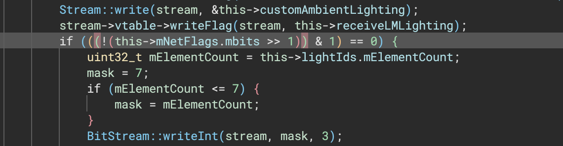 When you select one of the parentheses in this compound expression, the matching parenthesis is highlighted