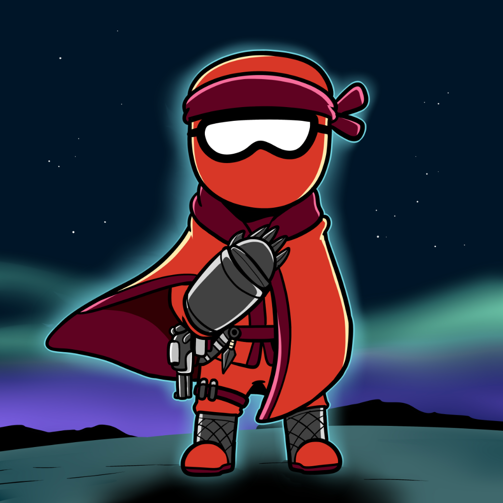 Cybernetic Binja Teammate with rifle in the style of Donal Graeme from the Dorsai book series >