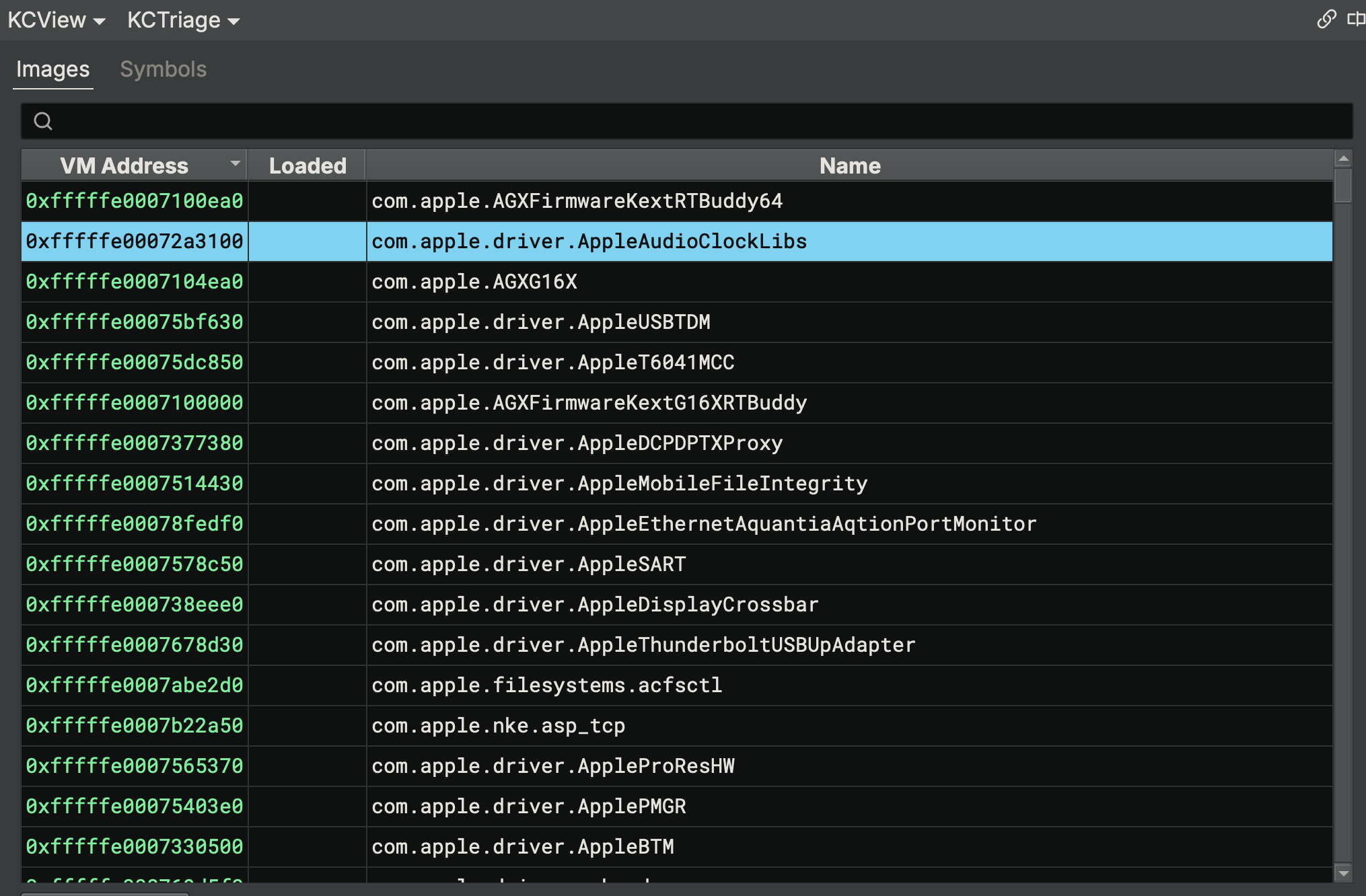 Dyld Shared Cache Triage Images