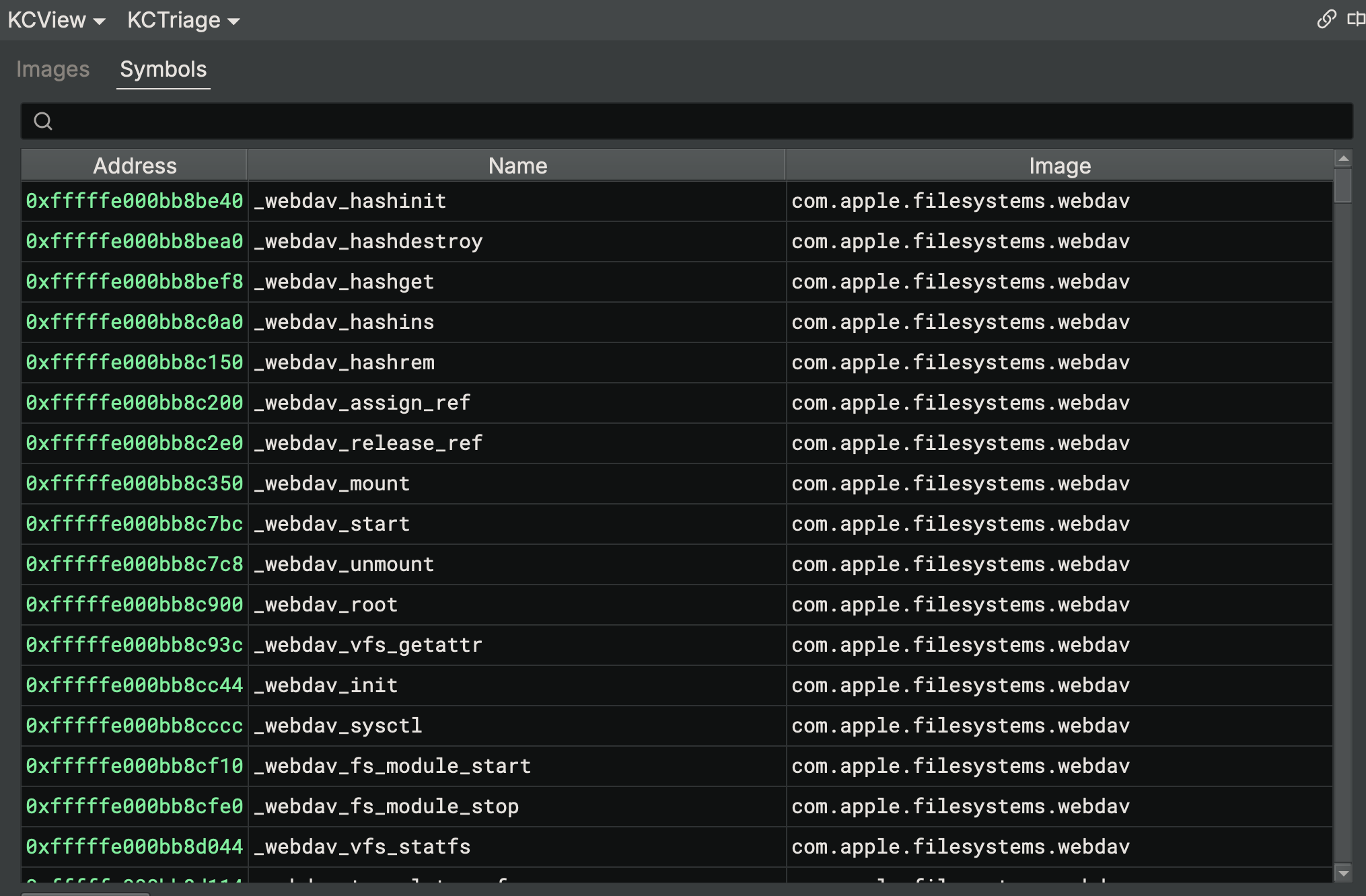 Dyld Shared Cache Triage Symbols
