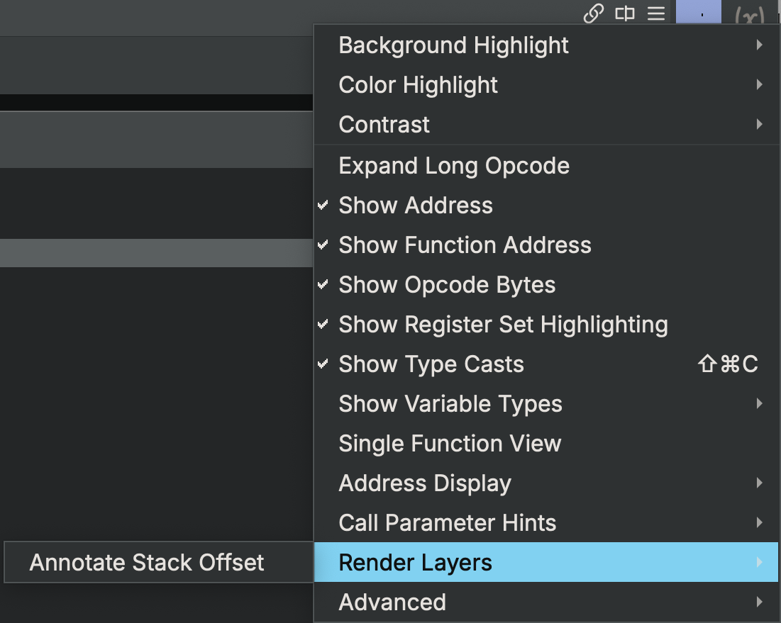 Render Layer Menu