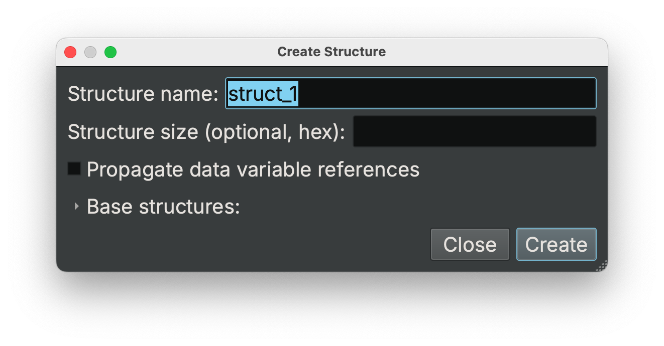 Create Structure Dialog