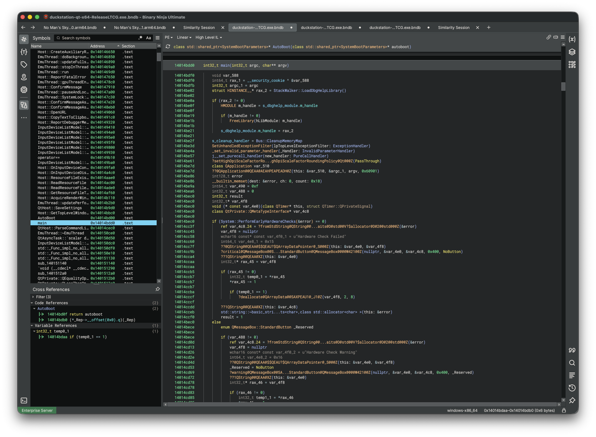 The original `main` function in the reference build.