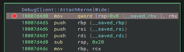 The AttachKernel breakpoint