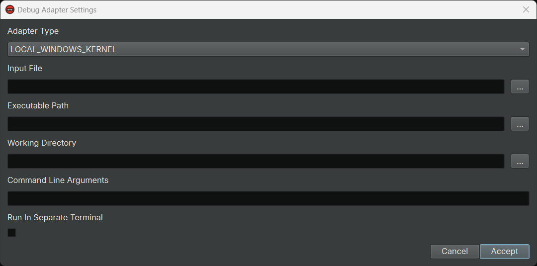 Setting the LOCAL_WINDOWS_KERNEL adapter type