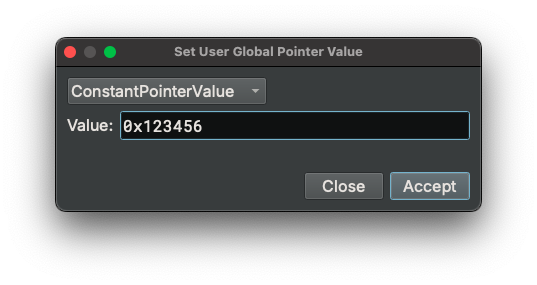 Set user global pointer value