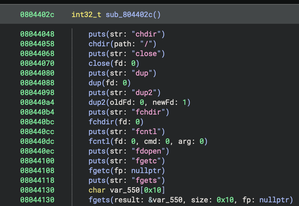 Analyzed standard library calls with names and types