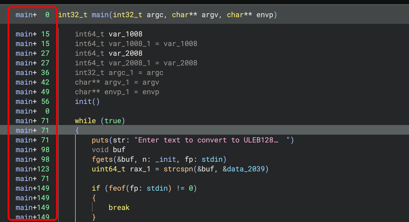 Line addresses can be shown relative to the function start