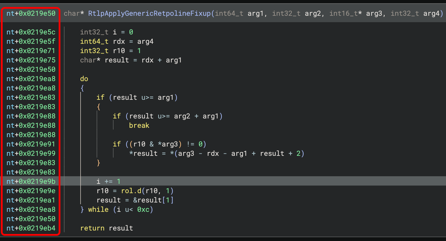 The start address can be renamed to, in this example, "nt"