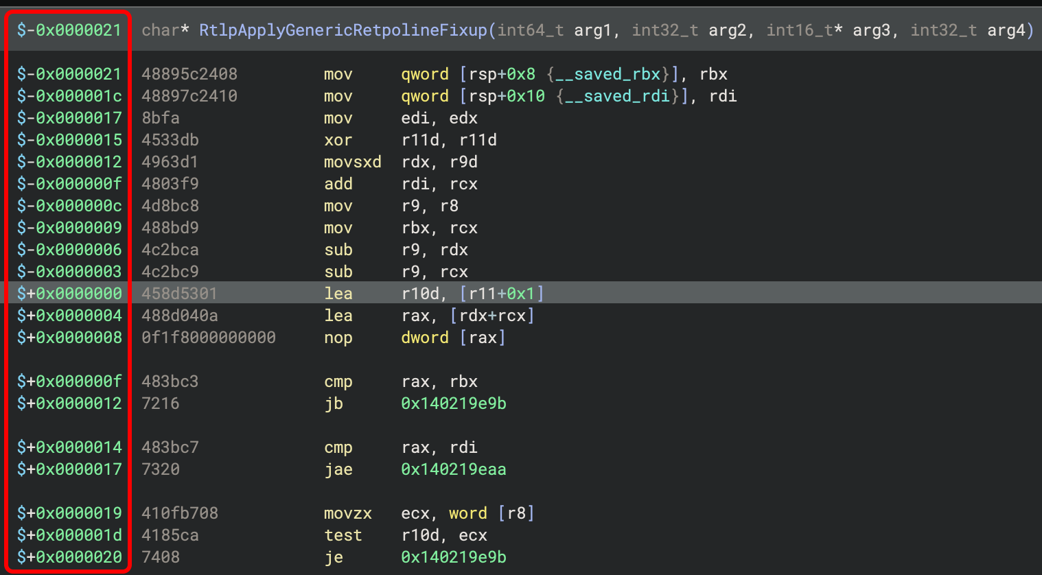 Line addresses can be shown relative to a chosen offset