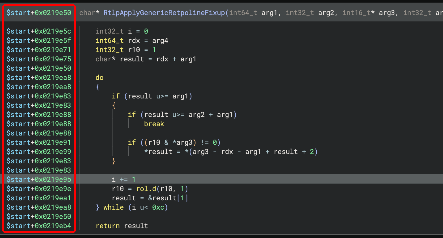 Line addresses can be shown relative to file start