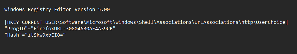 Default browser hash